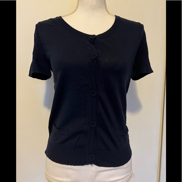 PHILOSOPHY ALBERTA FERRETTI Cotton Navy CARDIGAN SHORT SLEEVE  KNIT SWEATER  S - Picture 1 of 6